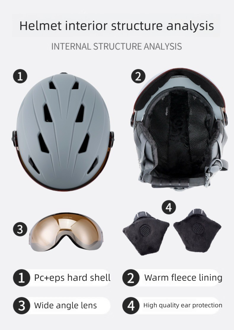 New Integrated With Ski Goggles Warm Snow Adult Outdoor Sports Safety Helmet_voghion.com