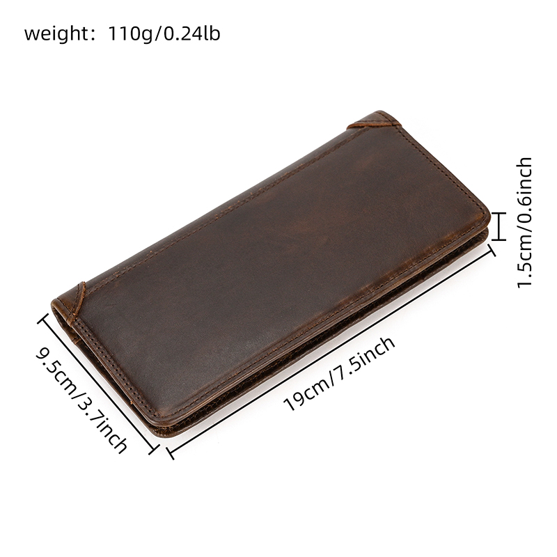 Miesten vintage-lohikäärme aitoa nahkalompakko Ruskea lehmännahkainen pitkä bifold Ketjulompakko puhelintaskulla muotipitkä_voghion.com