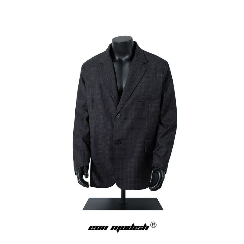 Eon Modish 25 Autumn New High-Quality Simple Plaid Loose Suit Blazer_voghion.com