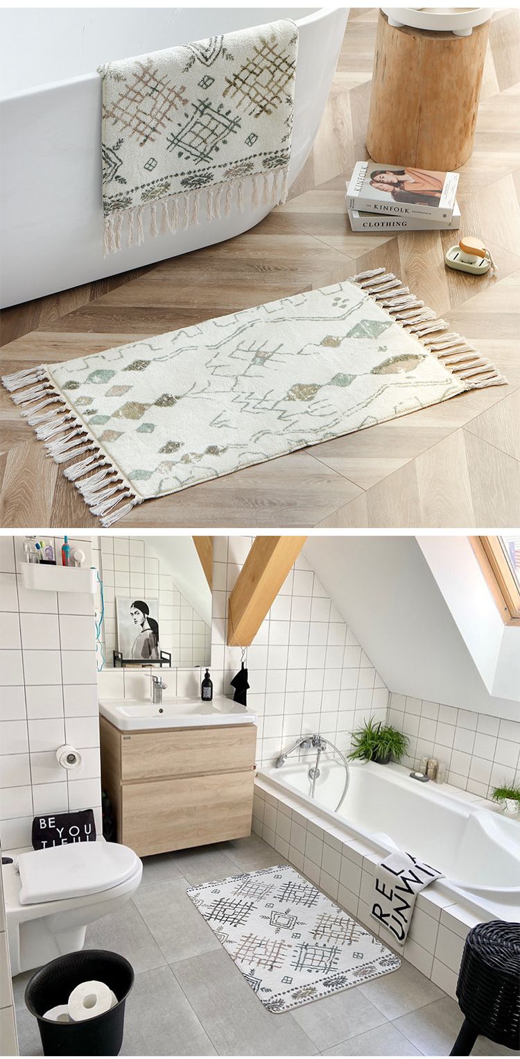 Pehmeä ja paksuuntunut pieni ovimatto pohjoismaiseen tyyliin painettu syksyn ja talven koti Makuuhuoneen lattiamatto Pehmeä liukumaton kylpyhuoneen jalkamatto_voghion.com