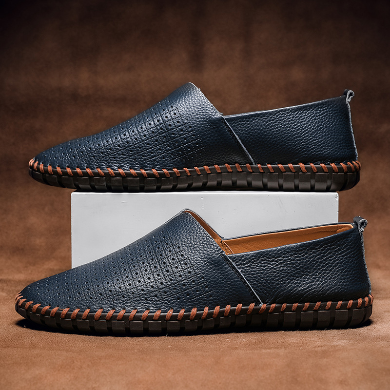 Scarpe da guida traspiranti basse, comode e comode, da uomo, in pelle, di qualità imbattibile, casual e alla moda._voghion.com