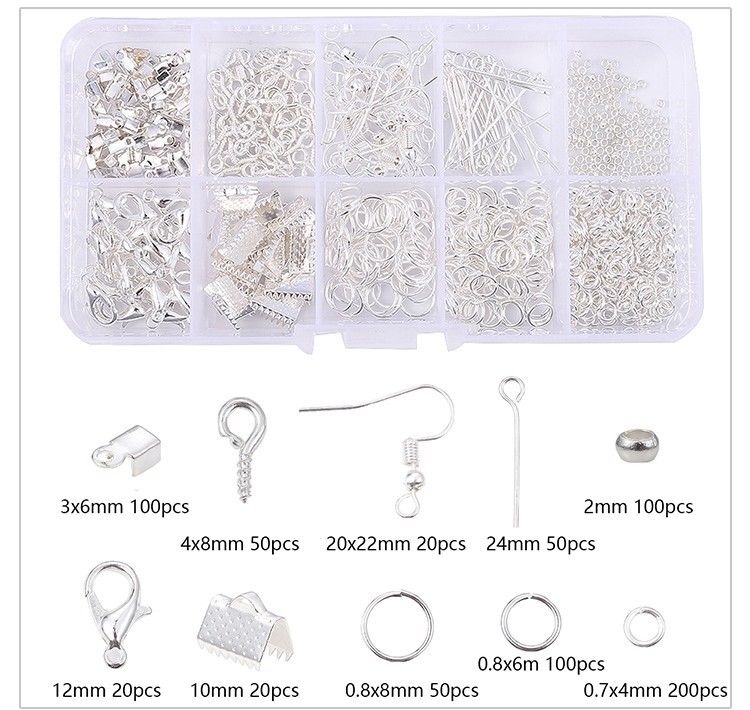 Outils de pêche, boîte à 10 grilles, accessoires de décoration, fermoir mousqueton, fermoir cheval, crochet d'oreille à boucle unique ouverte, aiguille en forme de 9, matériel de collier de boucle d'oreille DIY_voghion.com