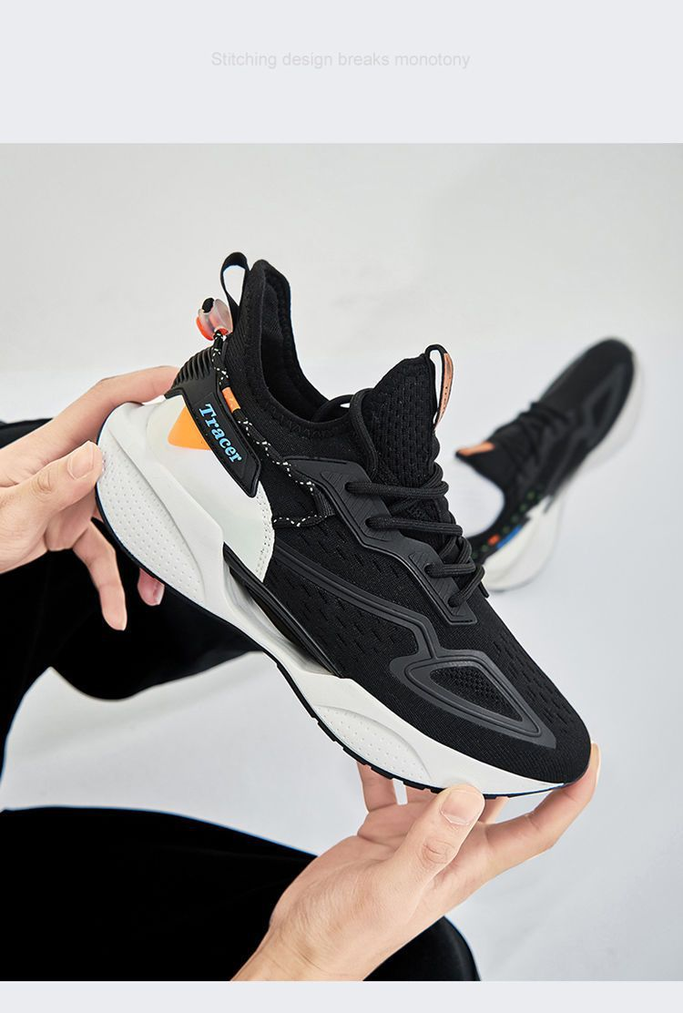 Grote 2024 Lente en herfst Nieuwe Flying Weave Running Hollow Bottom Front Lace Up Trendy Heren Casual Schoenen_voghion.com