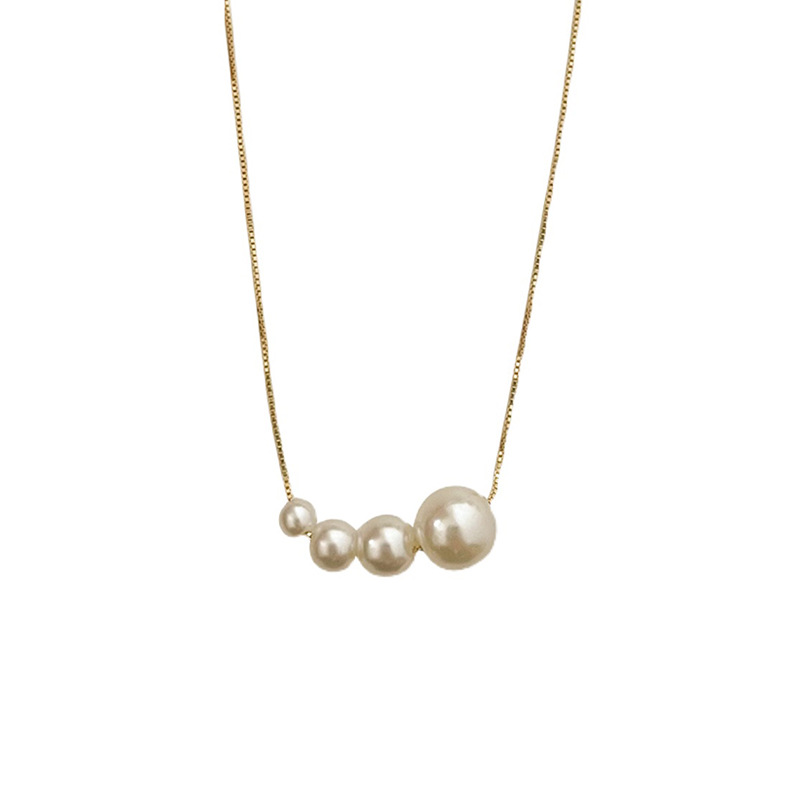 Echt Gold galvaniséiert Perl a Korea, minimalistesch Design, modesch Kraangkette, kale an elegante Stil, Halskette_voghion.com