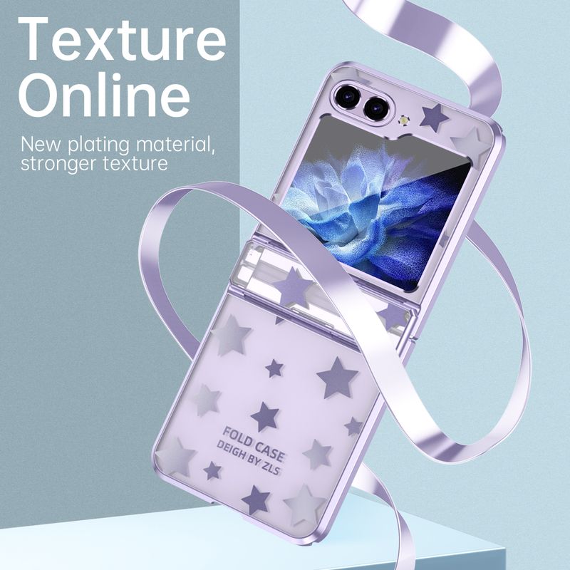 For Samsung Galaxy Z Flip 3 4 5 5G Flip4 Cute Transparent Star Free Fold Phone Case Cover_voghion.com