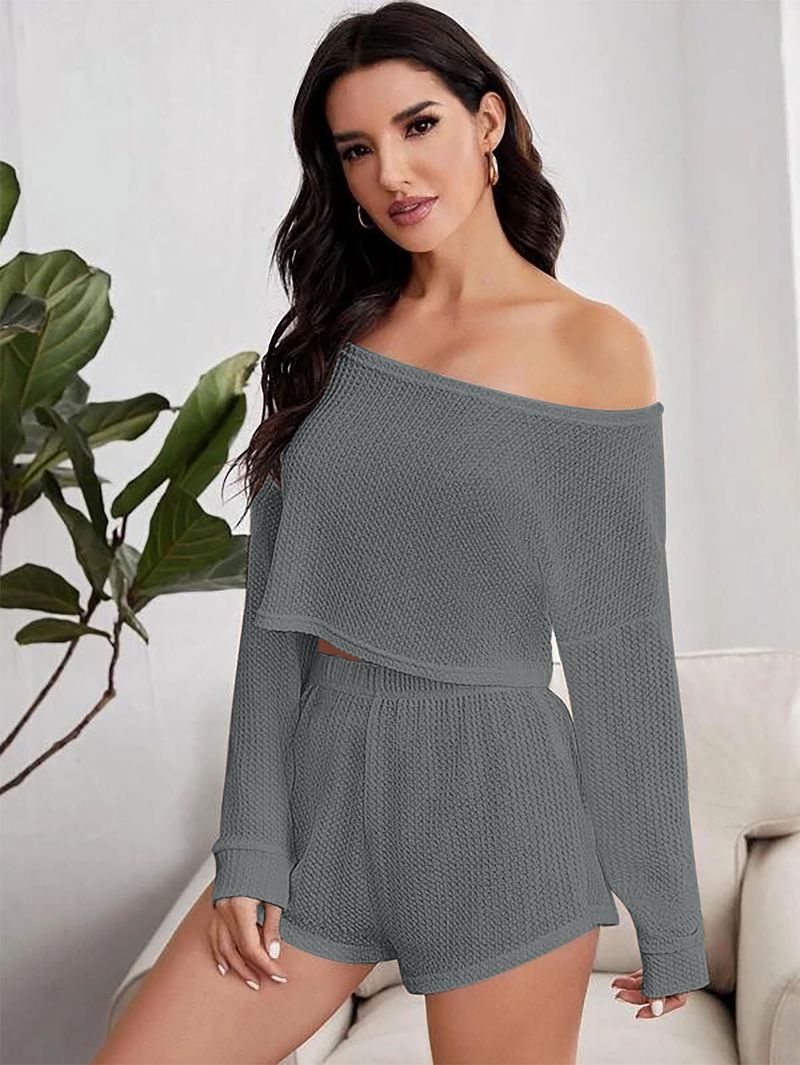 Verwandte Knöpfe, einfarbig bedruckt, meistverkaufte Langarmhose für Damen, trendige und sexy atmungsaktive Faltenkleidung_voghion.com