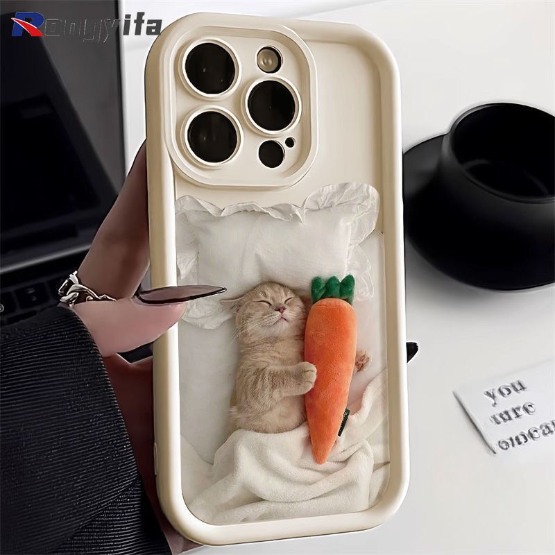 Grappige kattentelefoonhoes voor Samsung Galaxy S25 Ultra S25+ A06 A16 M02 S24 FE A72 A56 A26 5G 4G Slapende katten schattige telefoonhoesjes_voghion.com