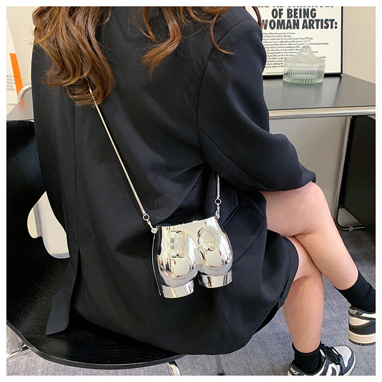Niche Design Sier Pouch per rossetto Borsa da sera per donna Borsa per cuffie Borsa a tracolla con tracolla a catena in acrilico a forma di culo_voghion.com