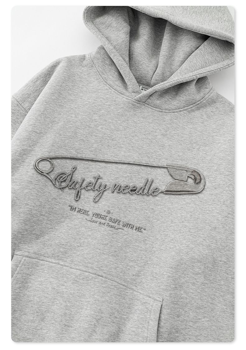 Herrenbekleidung Herbst Retro Pin Print Plüsch Top Lose Schwere Kapuzenpullover Herren Trend_voghion.com