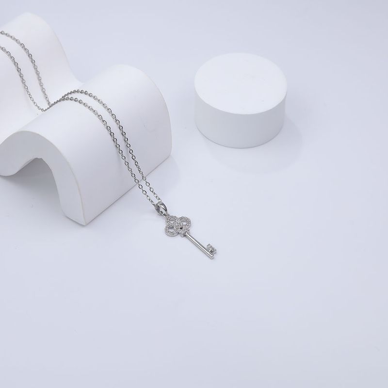 Collana con ciondolo a forma di chiave con lucchetto vintage in cristallo alla moda, da donna, leggera, con collane Rhie, gioielli da abito_voghion.com