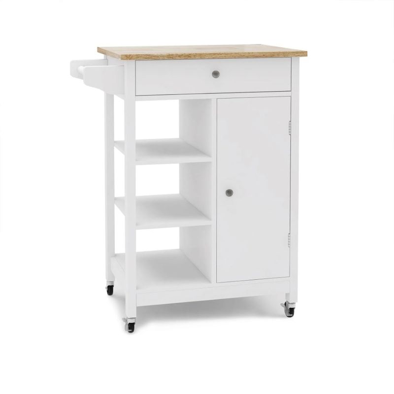 Piano cucina e tavolo carrello in gomma regolabile isola portasciugamani ripiani in legno carrello con cremagliera girevole_voghion.com