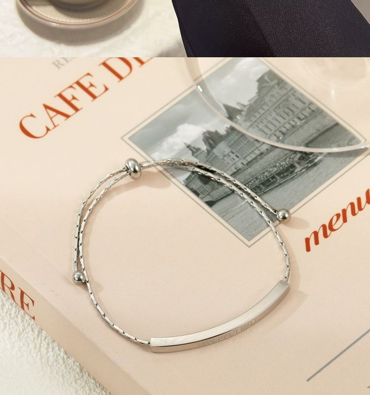 Bracciale in acciaio al titanio con lettere dorate, fatto a mano, alla moda, versatile, semplice, personalità, nicchia_voghion.com