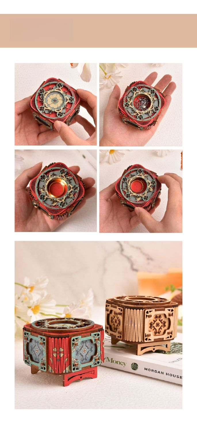 Exquisite Music Handmade DIY Flip Cover Eight-Tone Wooden Assembly Valentine's Day Confession Birthday Gift Box_voghion.com