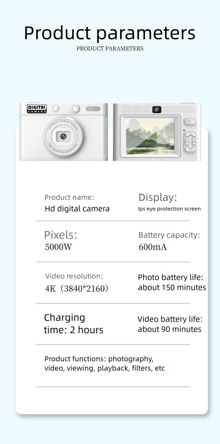 5000W Pixel High-Pixel Campus HD Digital Student Portable CCD Camera_voghion.com