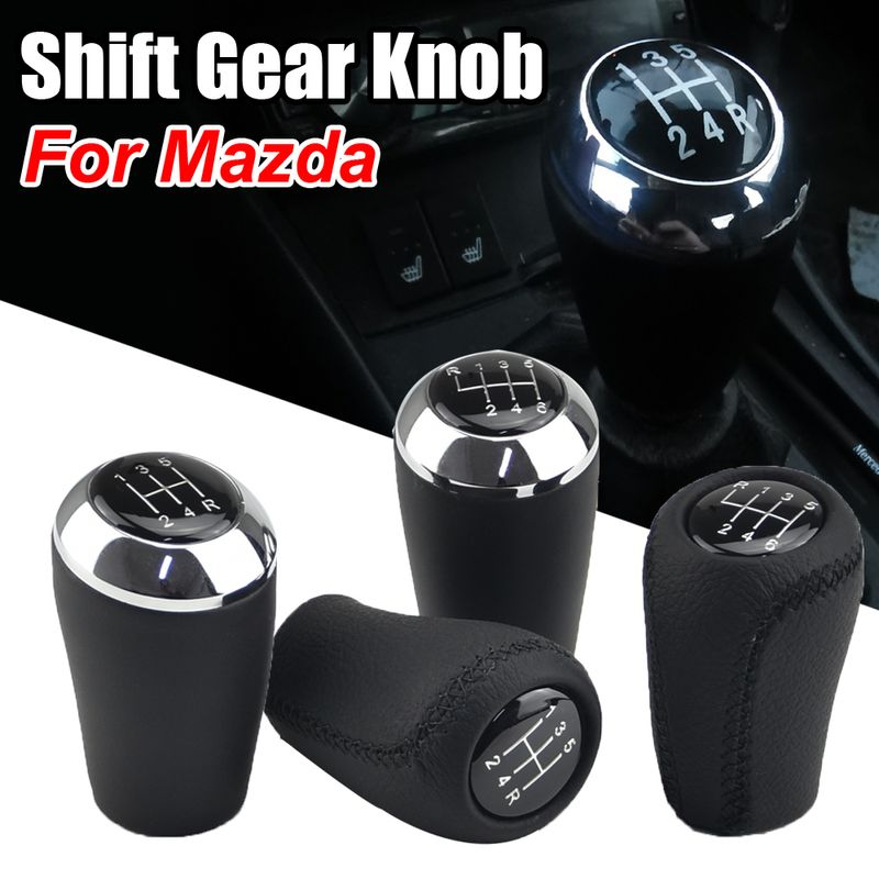 5/6 pomello del cambio velocità per MAZDA 3 BK BL 5 CR CW 6 II GH CX-7 ER MX-5 NC III MT leva in pelle braccio bastone Headball_voghion.com
