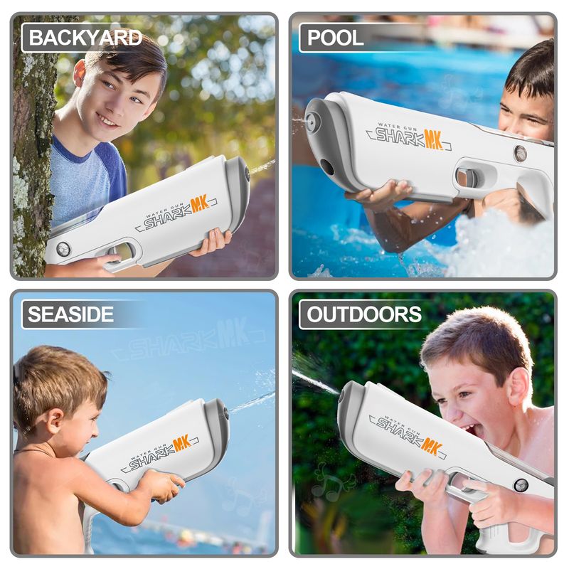 Pistolet à eau électrique auto-amorçant à haute pression et grande capacité pour garçon, jouet de plage et de combat aquatique_voghion.com