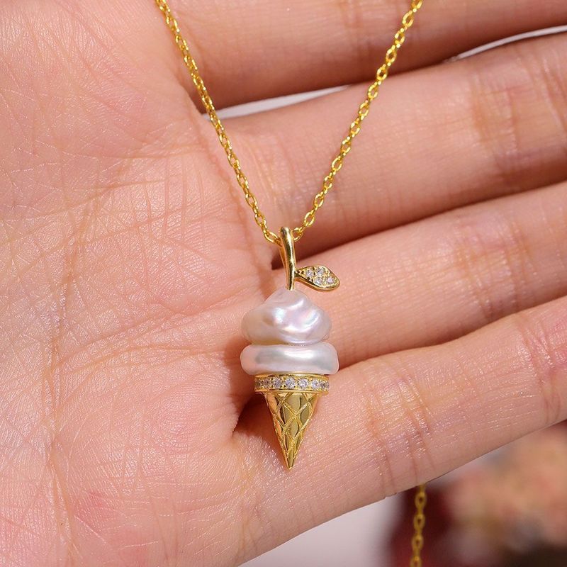 Women's Jewelry Fashion Pearl Chain Ice Cream Necklace Women's Light Luxury Niche Design High End Clavicle Chain Jewelry_voghion.com
