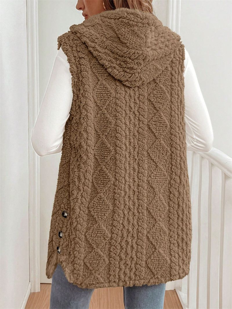 Gilet à capuche réversible en polaire pour femme – Cardigan léger à fermeture éclair, doux et confortable, indispensable pour l'automne_voghion.com