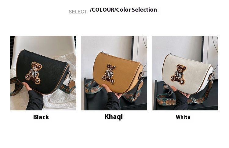 2024 Novo Urso Fofo Alça Larga Almofada Textura de Alta Qualidade Moda Bolsa Feminina_voghion.com