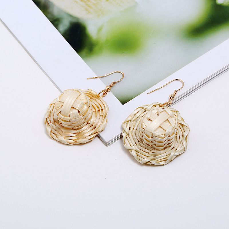 conjunto de brincos de borla hit Novos brincos boêmios Brincos de vime de madeira_voghion.com