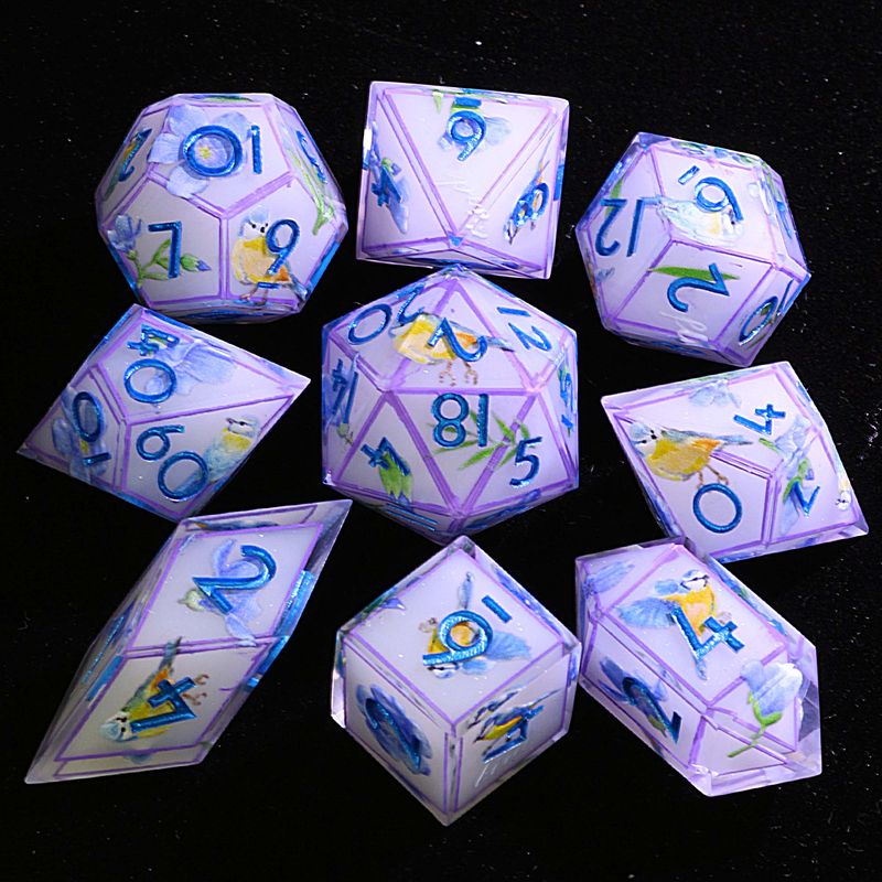 9 Polyhedral Resin D&D Dice Set Fairy Warbler’s Rune For Dungeons Dragons RPG_voghion.com