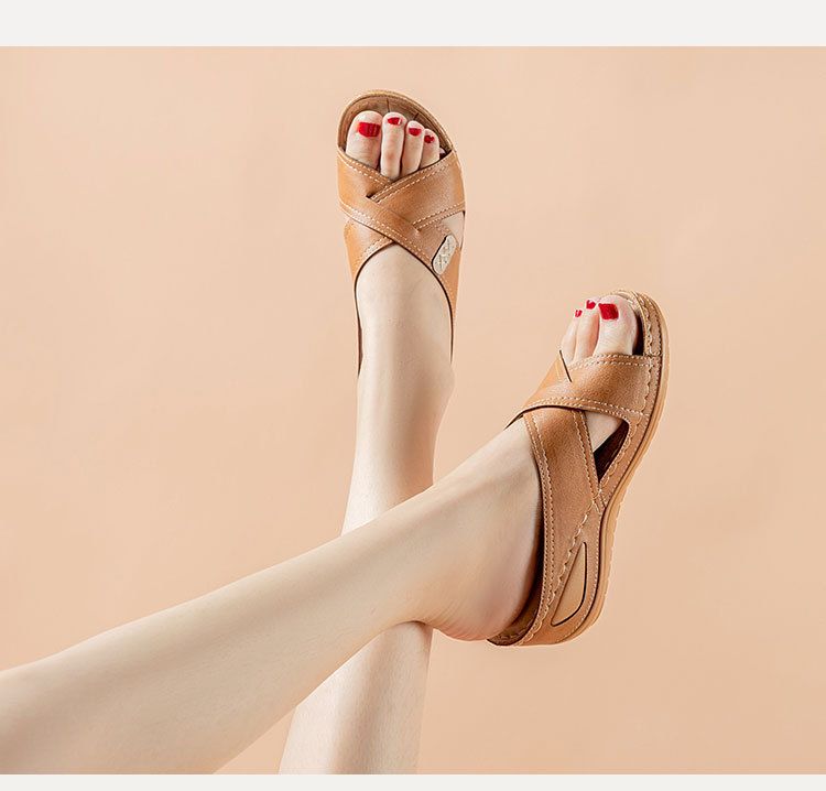 Pantofole da donna di grandi dimensioni, scarpe da mamma cucite con tacco in pendenza, nuove e fresche, estive_voghion.com