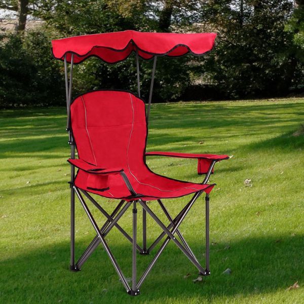 Portable Folding Beach Canopy Chair With Cup Holders_voghion.com