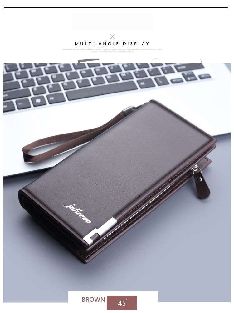 Men's Long Wallet, New Arrival Fashionable Zipper Mobile Phone Bag, Large Capacity Clutch Bag, Multifunctional Handbag._voghion.com