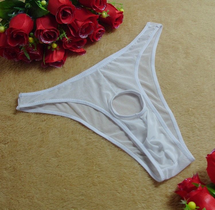 Erotisch ondergoed voor heren Doorschijnende slips Hoge elastische mesh Blootgestelde JJ Triangle-slips Thong T-broeken_voghion.com