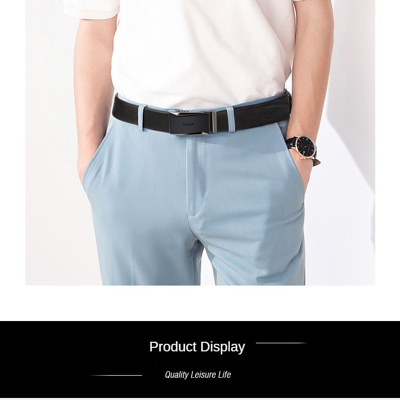 HOT GOLF Herren Gürtel aus echtem Leder mit automatischer Schnalle, trendiger Casual Business-Hosengürtel, vielseitig und einfach_voghion.com