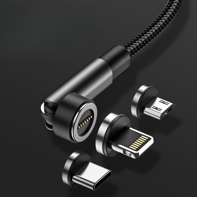 Rotating 540 degree magnetic suction data cable 5A three in one super fast charging data cable, one to three, hot selling foreign trade product_voghion.com