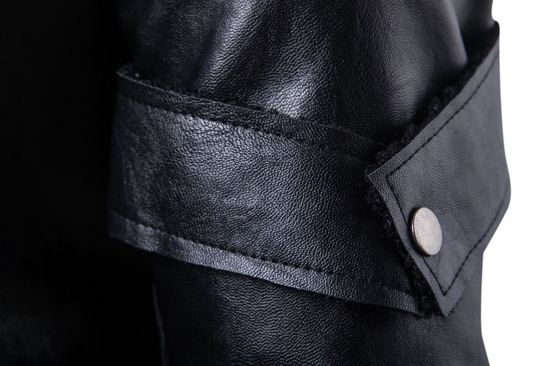 Mode-Herren-PU-Lederjacke mit Samtfutter – Asymmetrisches Design, Wintertauglicher Bikermantel (S-XXL, Schwarz/Braun)_voghion.com