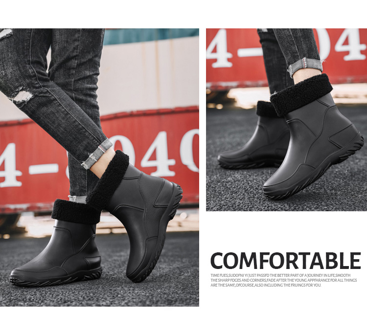 Men Non Slip Waterproof Rubber Work Boots Rain Boots _voghion.com