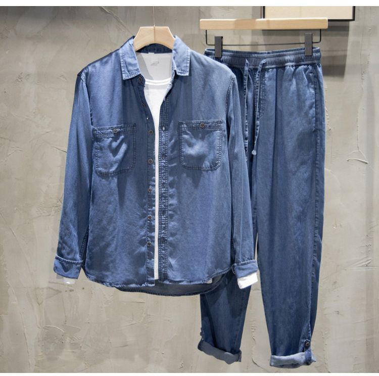 Men's Clothing Linen Jeans Men's Thin Drape Straight Trousers Loose Cotton And Linen Retro Youth Elastic Waist Adjustable Trouser Legs_voghion.com