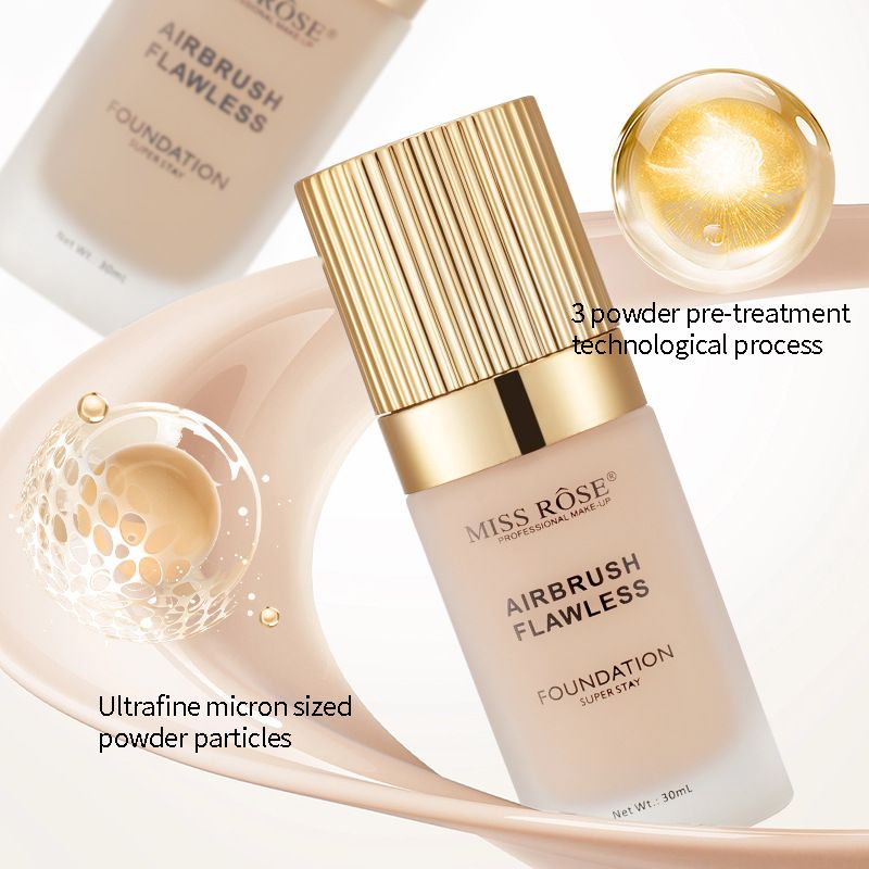 MISS ROSE Long-Lasting Foundation - Waterproof, Sweatproof & Lightweight, Natural Finish For Everyday Wear_voghion.com