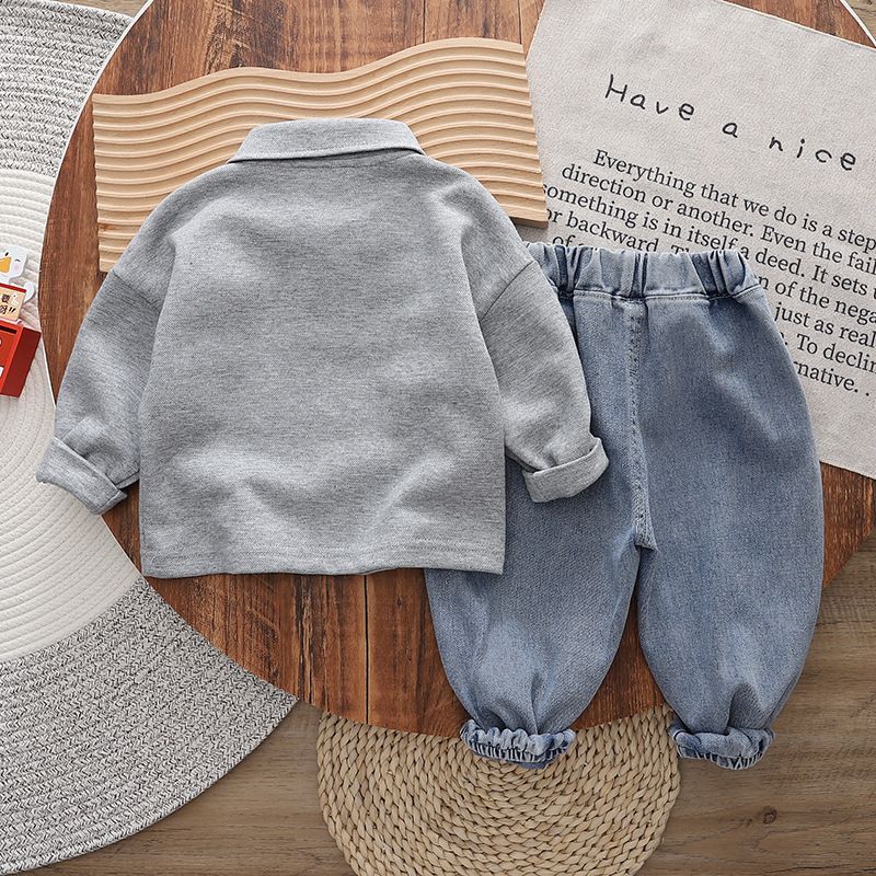 Nuove felpe con cappuccio per bambini e bambine, nuovi vestiti per bambini primaverili e autunnali, versatile set di due pezzi con cappuccio_voghion.com