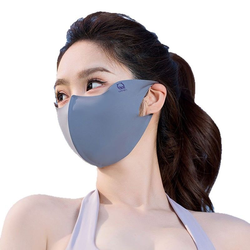 Maschera facciale in seta di ghiaccio traspirante, lavabile, leggera, senza cuciture, con protezione solare UV e effetto tridimensionale 3D_voghion.com