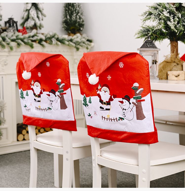 Decorazione natalizia Haube Coprisedia creativo in tessuto non tessuto con pupazzo di neve per anziani Coprisedia stampato rosso Coprisgabello_voghion.com