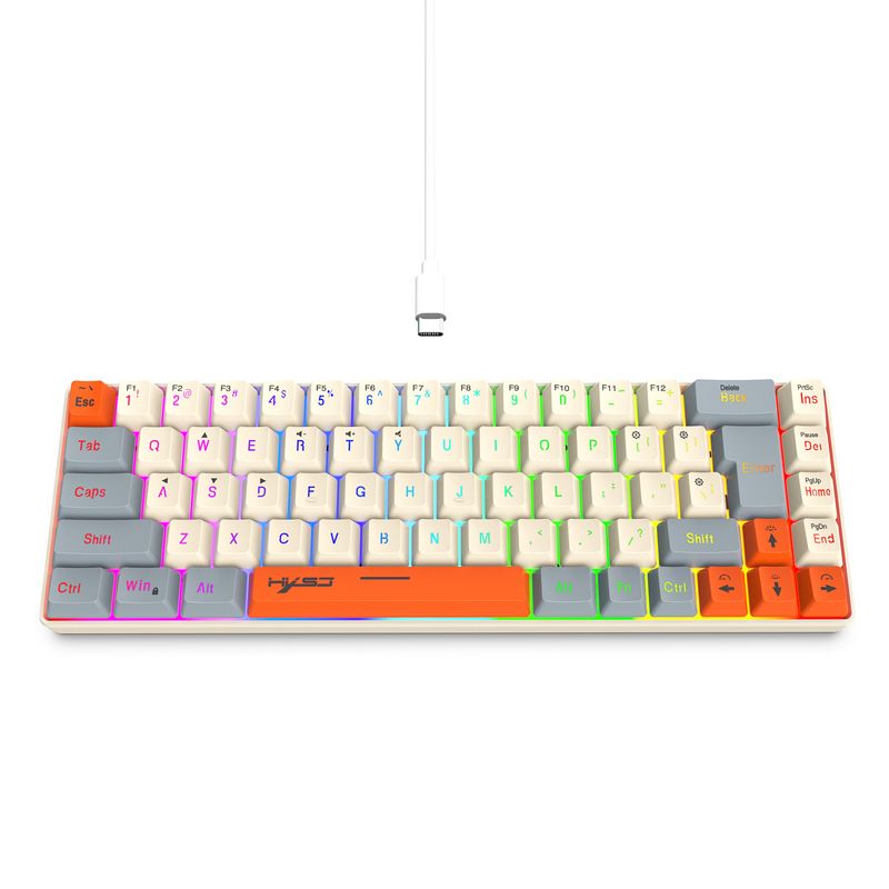 2024 Three Color Matching Game Film 68 Key Line Separation RGB Backlight Multi functional Wired Keyboard_voghion.com