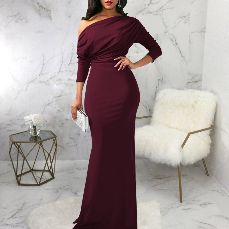 Rochie sexy pentru femei, cu mânecă scurtă, ușor șifonată, cu umeri oblici în față_voghion.com