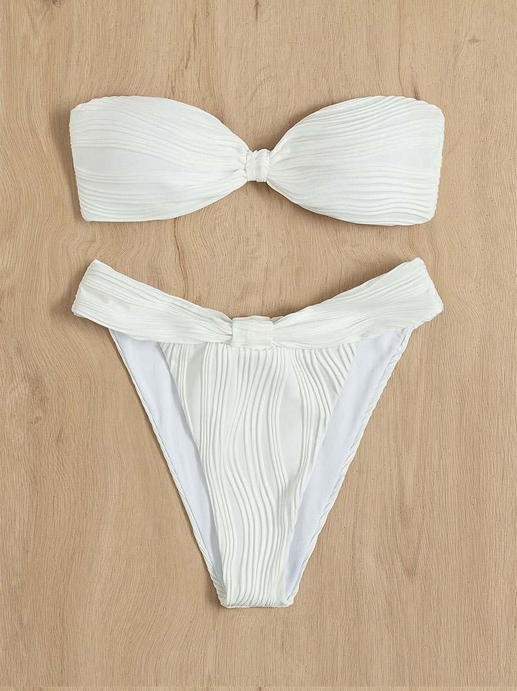 Spot Sexy Split-Badeanzug für Frauen, einfarbig, Röhrenoberteil, Dreieck-Cup-Strandbadeanzug_voghion.com