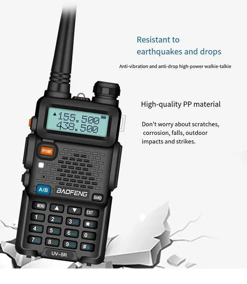 Lepsza jakość Baofeng UV-5R Ulepszony krótkofalówka - wysokiej mocy, bezprzewodowy radiotelefon FM o dużym zasięgu do zastosowań komercyjnych i cywilnych_voghion.com