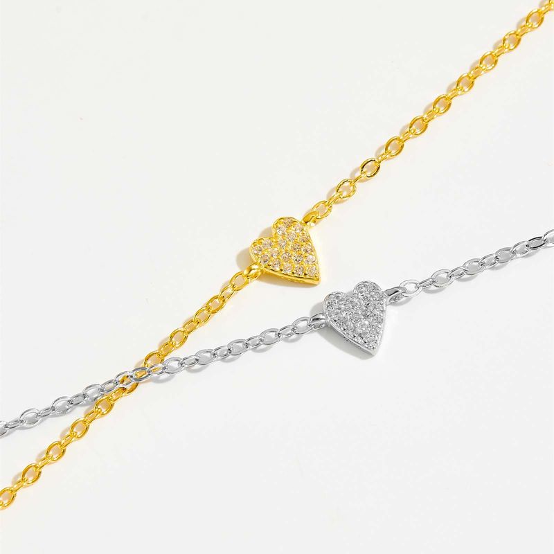 Sterling Silver Heart Bracelet Multi-Adjustable Clasp For Women Simple Versatile Zircon Wedding Jewelry Accessories_voghion.com