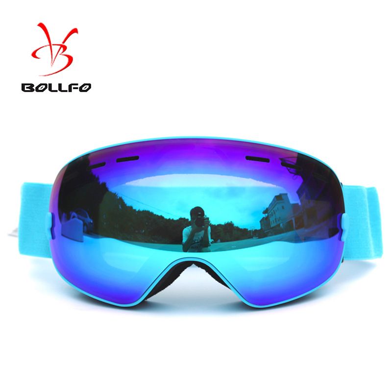 BOLLFO Spot Adult Double Layer Anti-fog Large Spherical Comma Ski Goggles Ski Supplies Single and Double Board Can Card Myopia_voghion.com