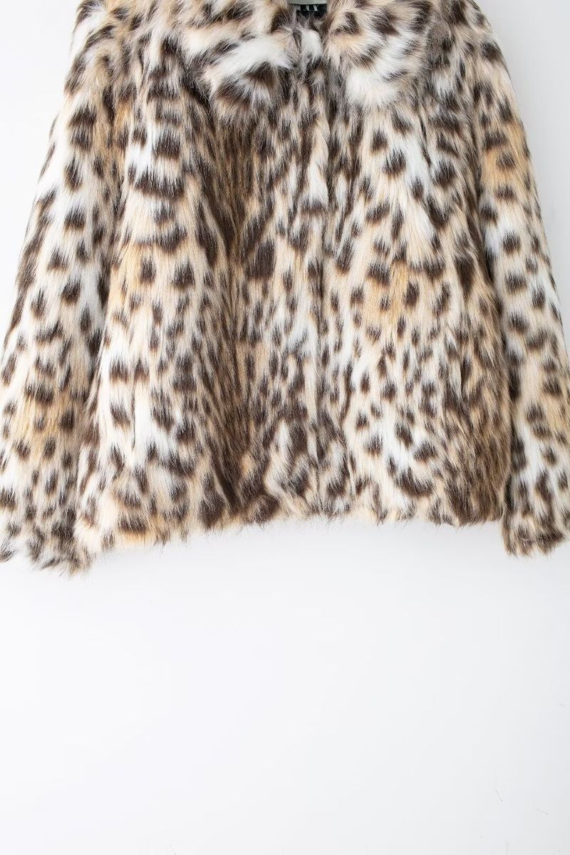 Damenkleeder Wild Leopard Print Nische Kuerzrevers Pelzmantel_voghion.com