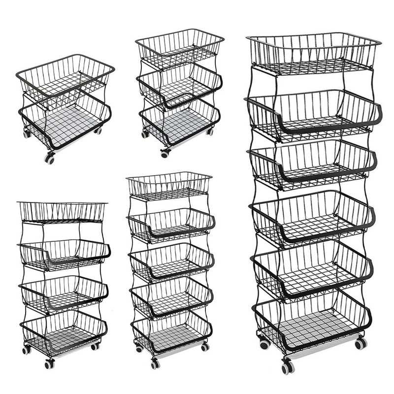 Kitchen Rack Storage Basket Holder Shelf 4/5/6 Tier Storage Cart Vegetable Fruit_voghion.com