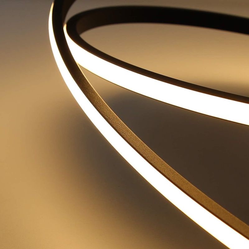 Glitzerlife LED Deckenleuchte Deckenlampe Schwarz - 36W Wohnzimmerlampe 3000K Warmweiß Schlafzimmerlampe Modern Design Deckenbeleuchtung Ring Für Hotel Küche_voghion.com