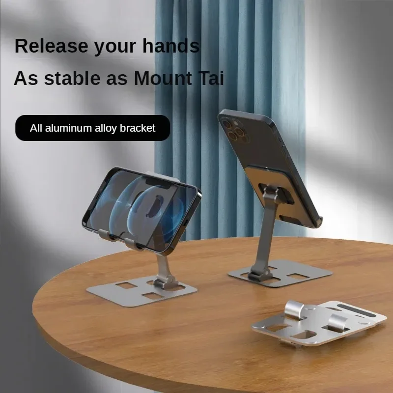 Universal Aluminum Alloy Foldable Desk Mount Stand For IPhone 15 14 Mobile Phone Tablet Desktop Metal Holder_voghion.com