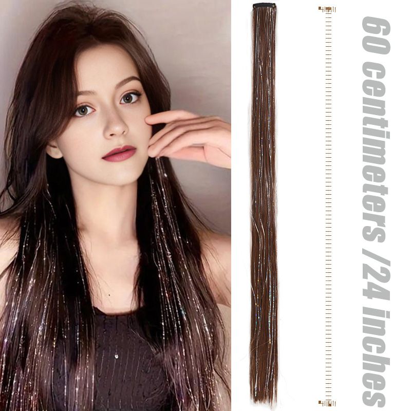 Parrucca clip capelli filo oro pendente orecchio parrucca filo oro colore pezzo di capelli laser un pezzo 60cm10g_voghion.com