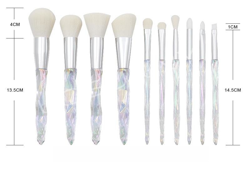 10pcs Diamond Professional Makeup Brushes Set Cosmetic Powder Eye Shadow Foundation Blush Blending Concealer Beauty Make Up Tool Brushes_voghion.com